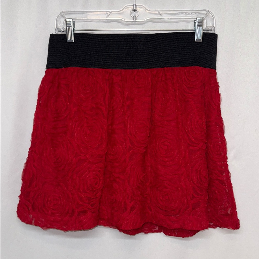 Stooshy Red Skirt with Black Waistband. Evening Formal Fun Dance